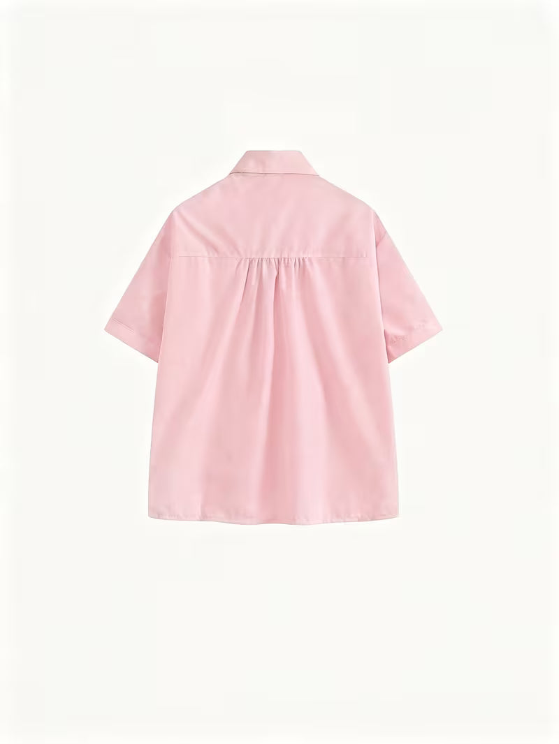 Mambo Style Polo Collar Short Sleeve Shirt Women'S Summer New Small Size French Top Tops