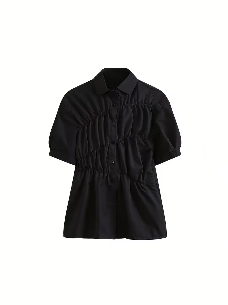 Mambo Style Polo Collar Short Sleeve Shirt Women'S Summer New Small Size French Top Tops