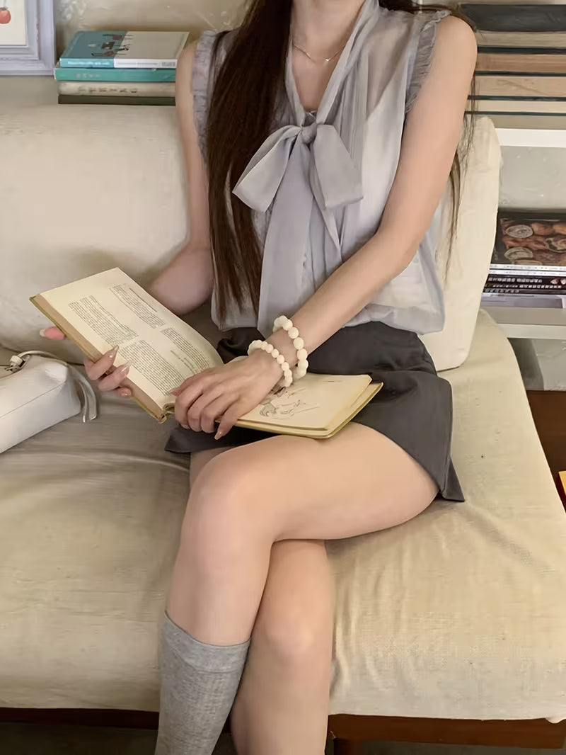 Women's New Summer Unique and Beautiful Blouse, French-Style Sleeveless Top