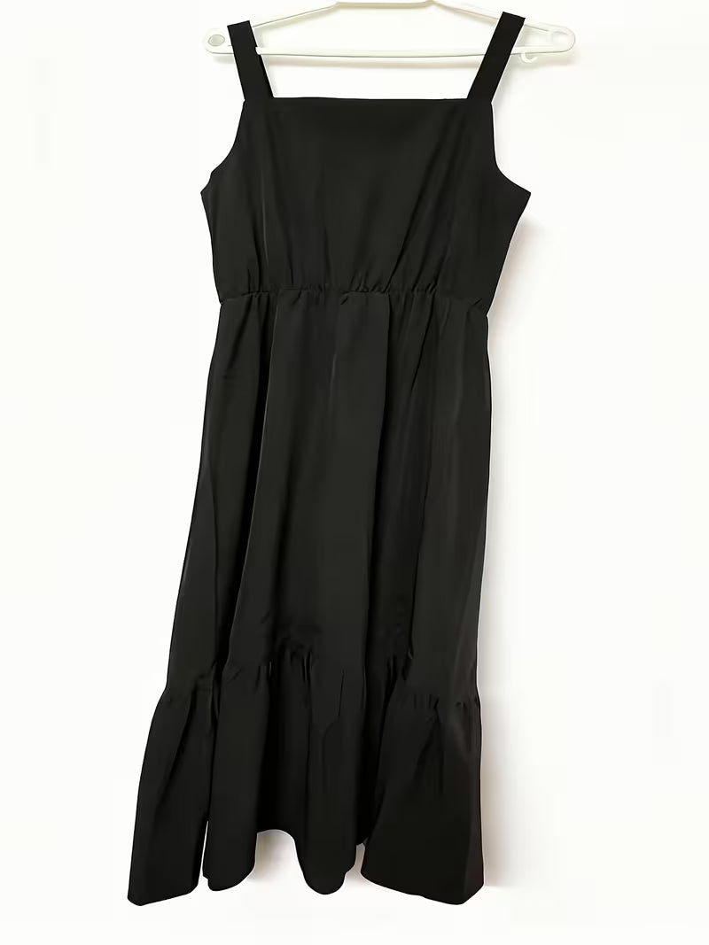 Spring Autumn Pure Color Suspender Dress