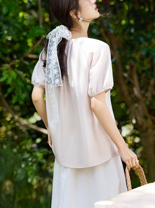 1pc Women'S Summer New Style Shirt Casual Commute Spring Summer Women'S Tencel 3D Twisted Shirt