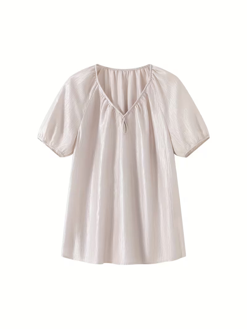 1pc Women'S Summer New Style Shirt Casual Commute Spring Summer Women'S Tencel 3D Twisted Shirt