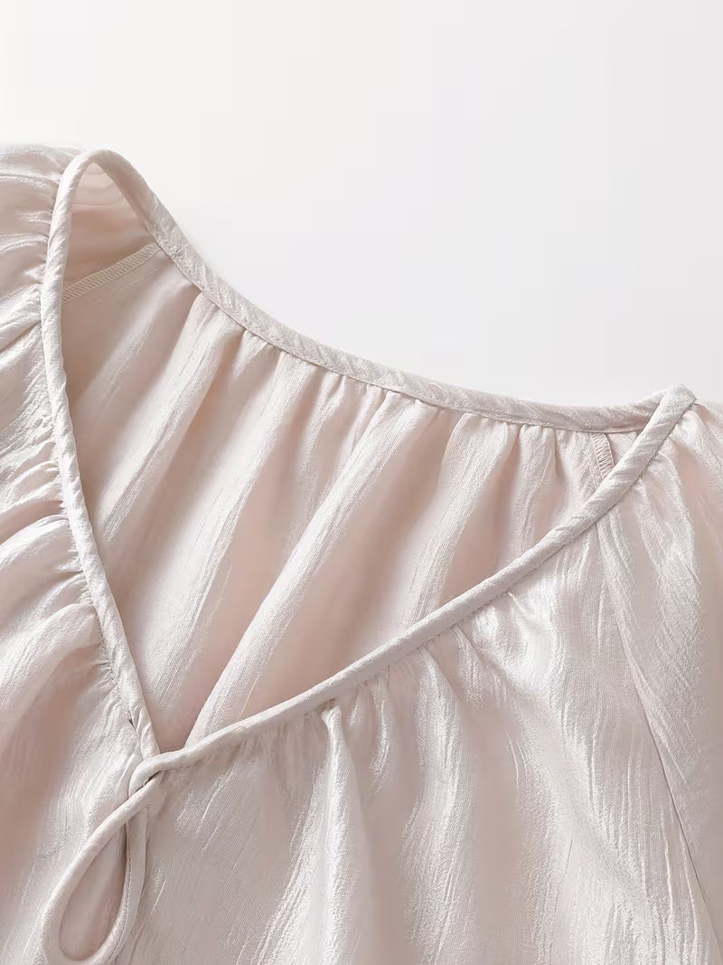 1pc Women'S Summer New Style Shirt Casual Commute Spring Summer Women'S Tencel 3D Twisted Shirt