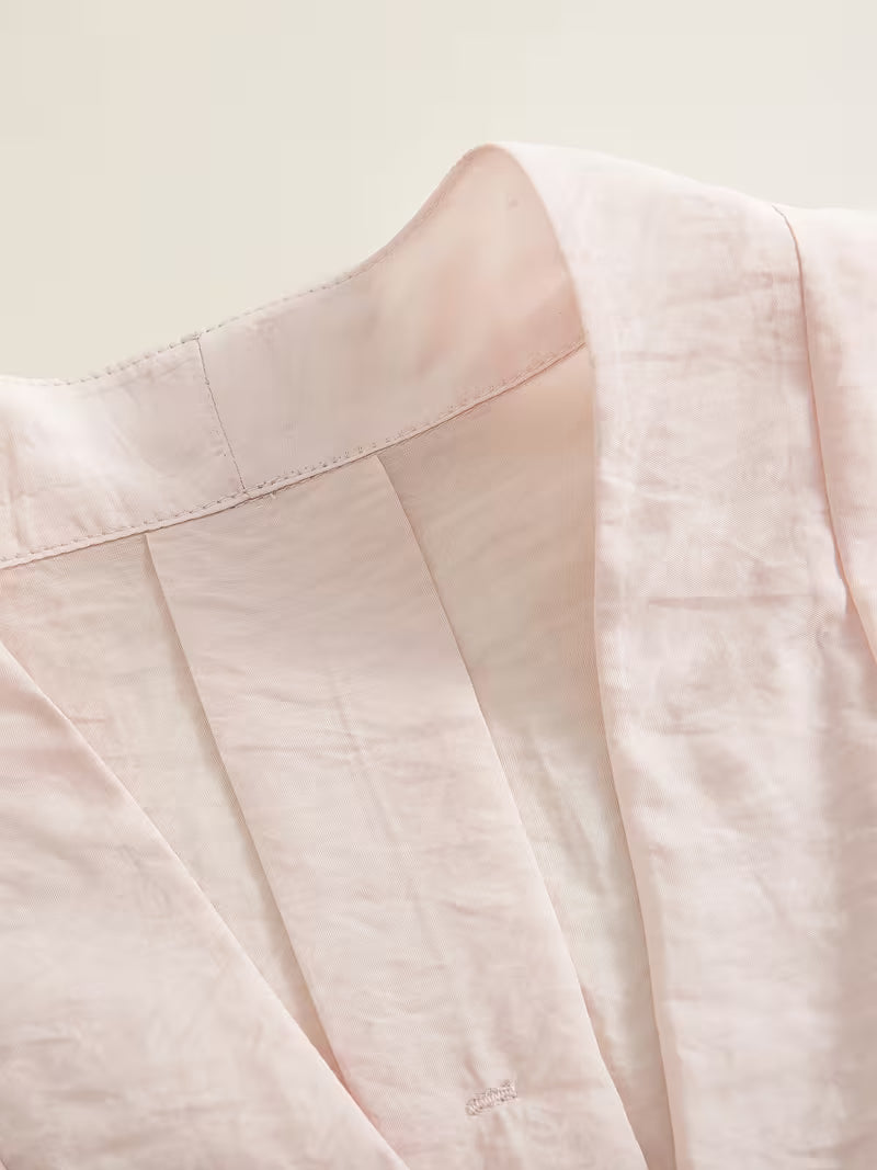 Women'S Spring/Summer New Shirt [Elegant Lady Tie Waist Pink Temperament Top] Lady Fashion Design Women'S Spring/Summer Clothing
