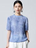 Summer 3D Bubble Texture Top, Loose Fit Round Neck Versatile Mulberry Women's T-Shirt