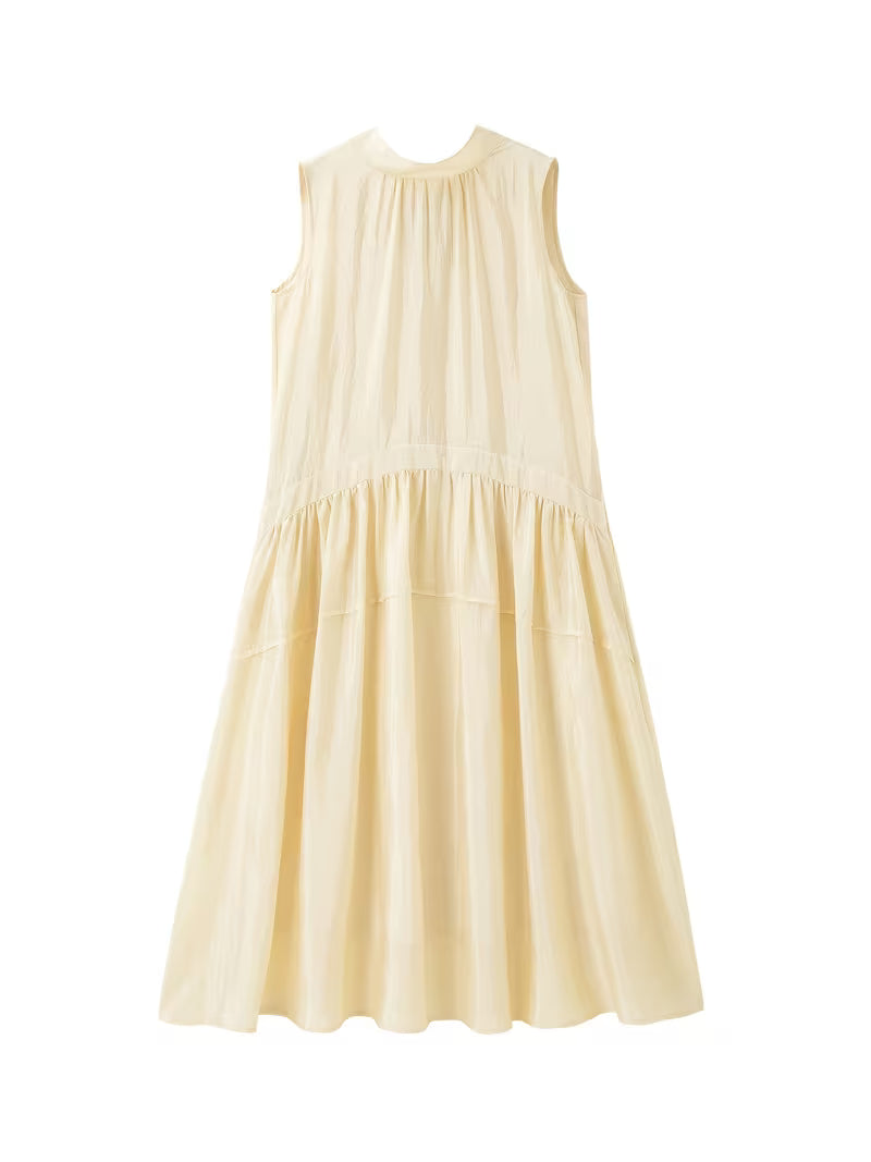 Temperament Elegant Spring Summer Women'S New Round Neck Sleeveless Relaxed Style Front And Back Two-Way Wear Literary Fresh Commute Free Dress