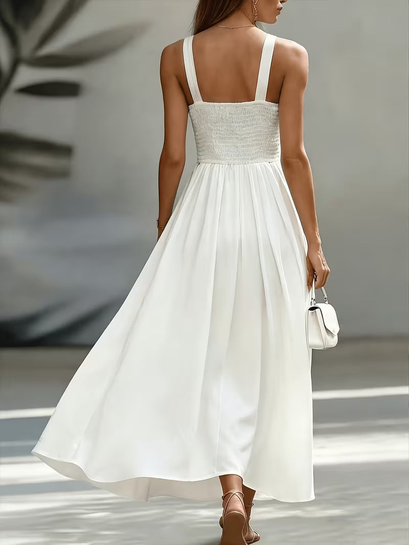 Our New Waist-Cinching Elegant French-Style Vintage Workwear Sleeveless Vacation Dress, an Elegant A-Line Midi Dress, Is Specially Designed