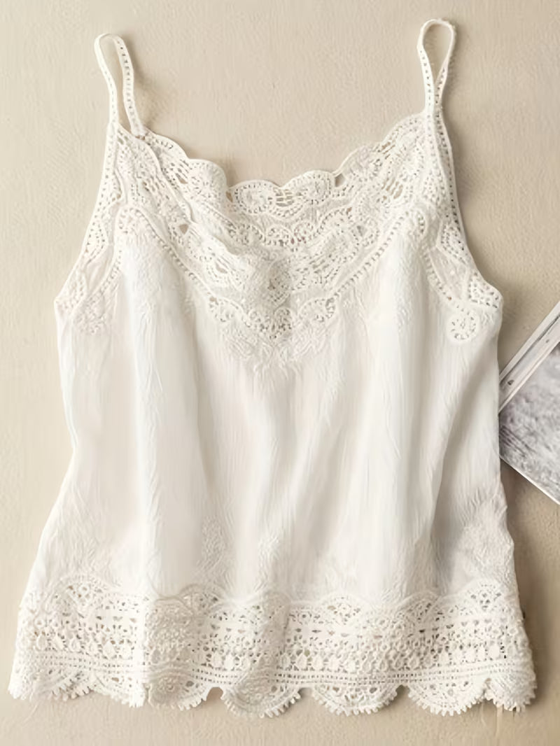 Women's Camisole, Elegant Comfortable Relaxed with Vintage Lace Pattern, Exquisite Lace Embroidery Details, Perfect for Summer Leisure