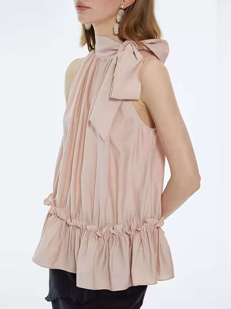 Fashionable Halter Tie-Up Camisole Summer Sleeveless Chiffon Top