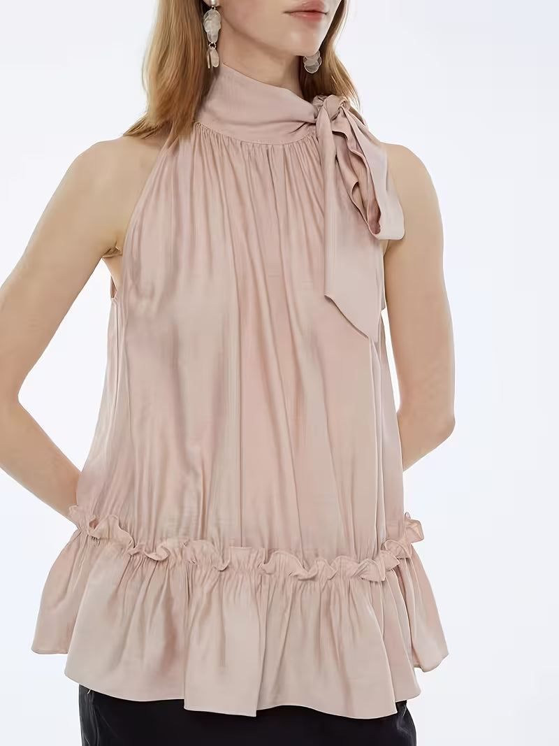 Fashionable Halter Tie-Up Camisole Summer Sleeveless Chiffon Top