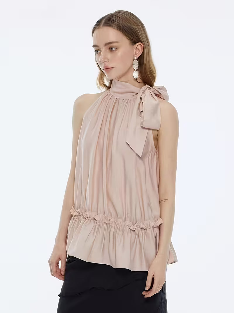 Fashionable Halter Tie-Up Camisole Summer Sleeveless Chiffon Top