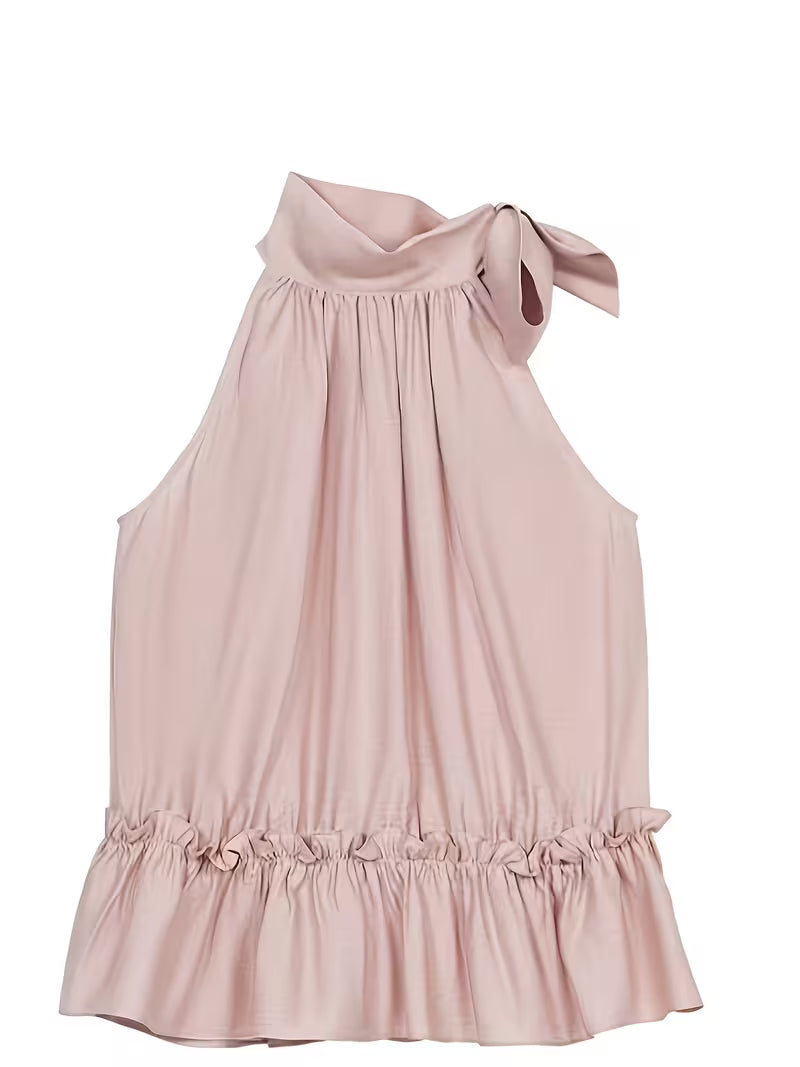 Fashionable Halter Tie-Up Camisole Summer Sleeveless Chiffon Top