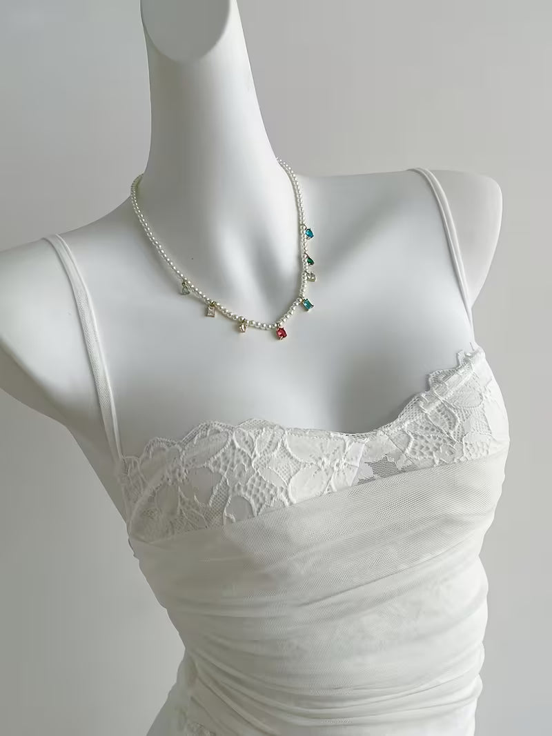 Women's Summer Lace Asymmetric Hem Cute, Delicate, Elegant, and Sexy Y2K Style Camisole Tank Top