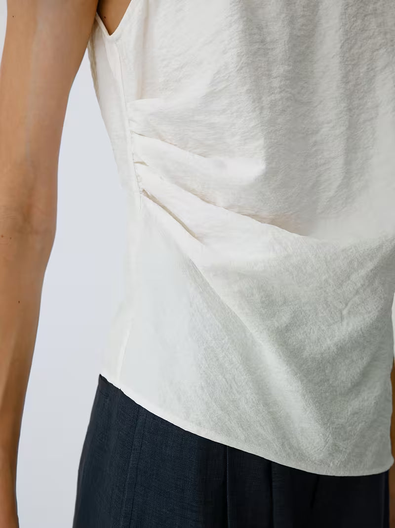 New Summer 2026 Women's Fashion Tank Top with Asymmetrical Hem and Pleated Design