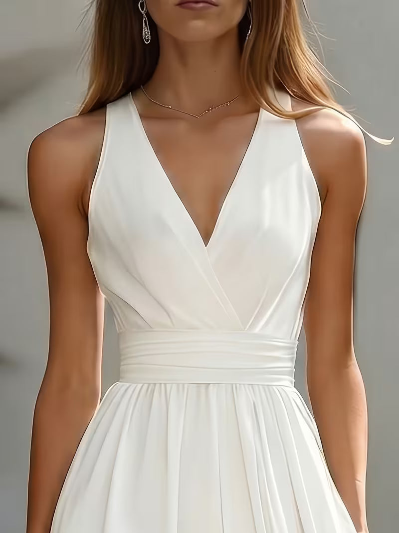 Our New Waist-Cinching Elegant French-Style Vintage Workwear Sleeveless Vacation Dress, an Elegant A-Line Midi Dress, Is Specially Designed
