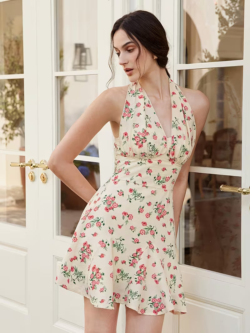 Elegant Women's Backless Tie-Up Dress