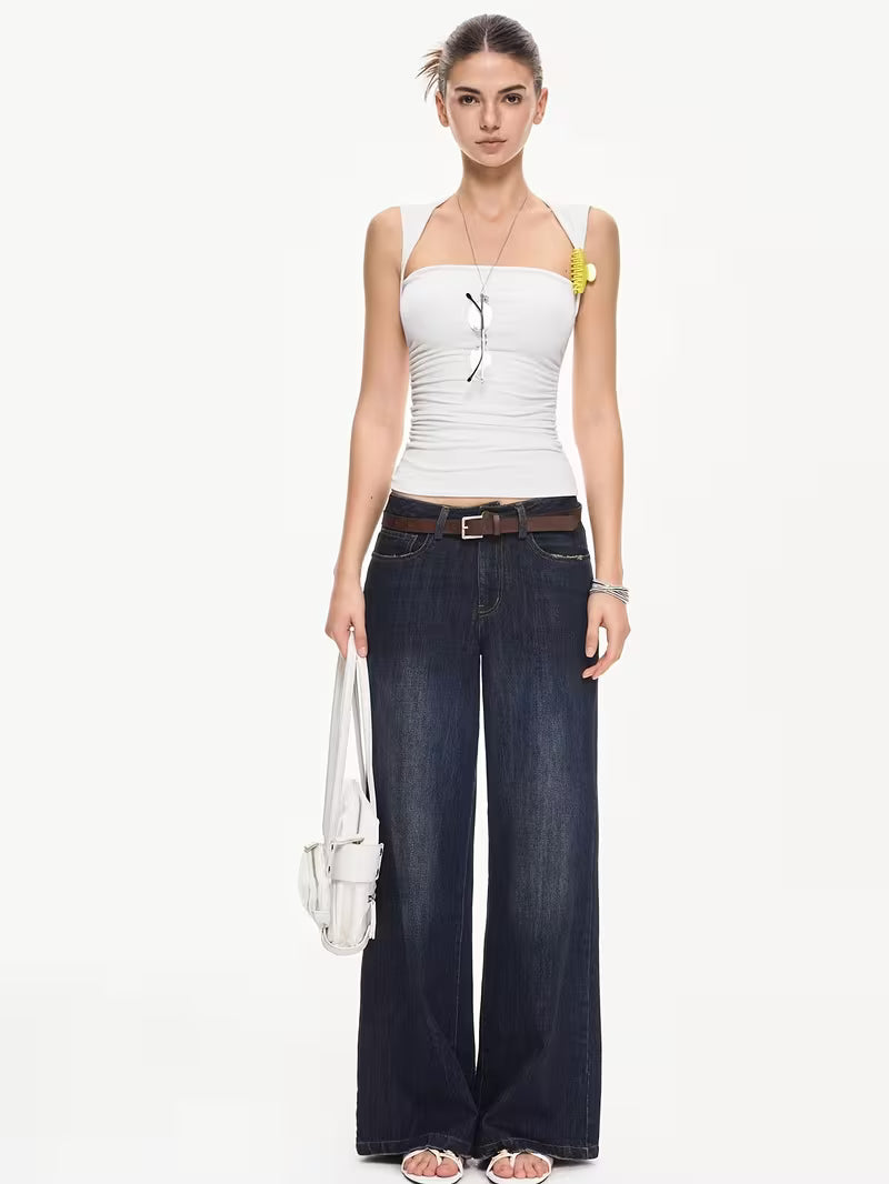 Spot American Retro Spicy Suspender Vest Summer New Easy Design Sense Chic Korean Slim And Thin Top Can Be Worn Inside As a Base Shirt Versatile Abdomen