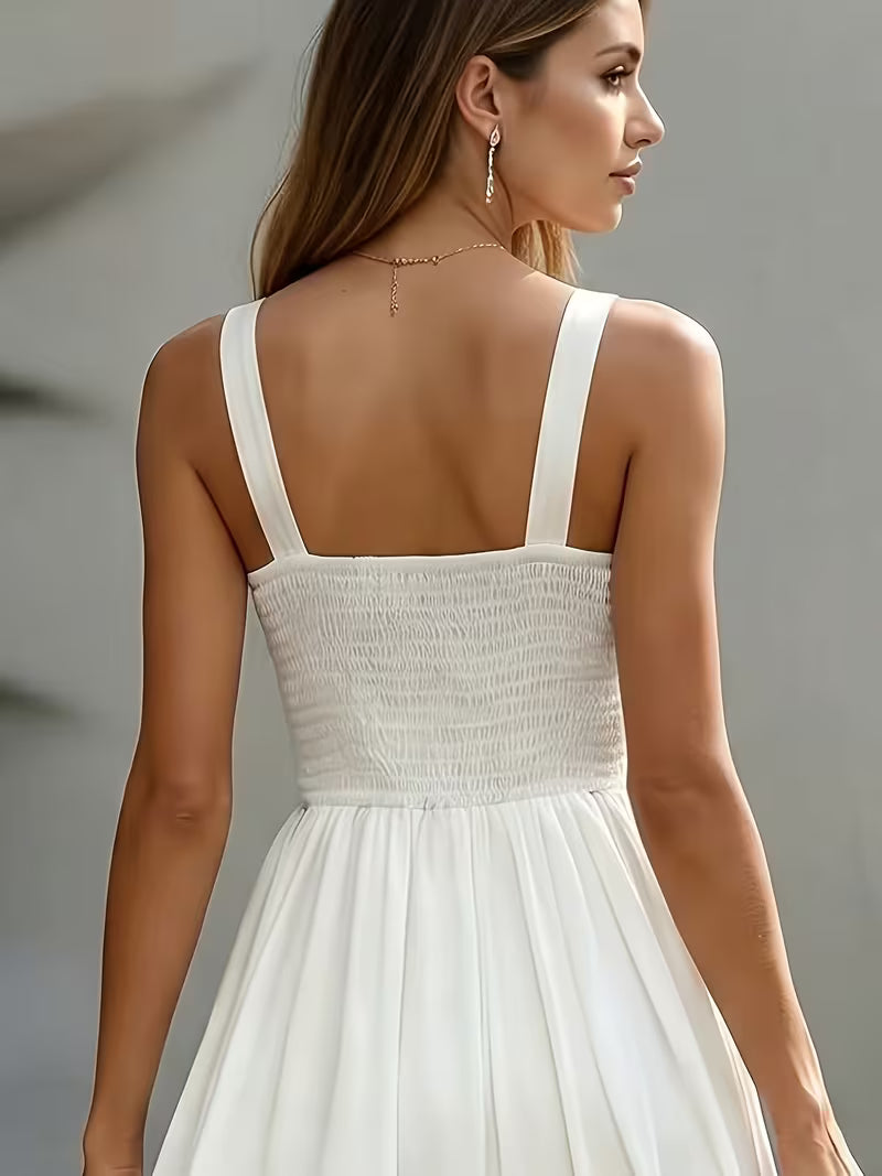 Our New Waist-Cinching Elegant French-Style Vintage Workwear Sleeveless Vacation Dress, an Elegant A-Line Midi Dress, Is Specially Designed