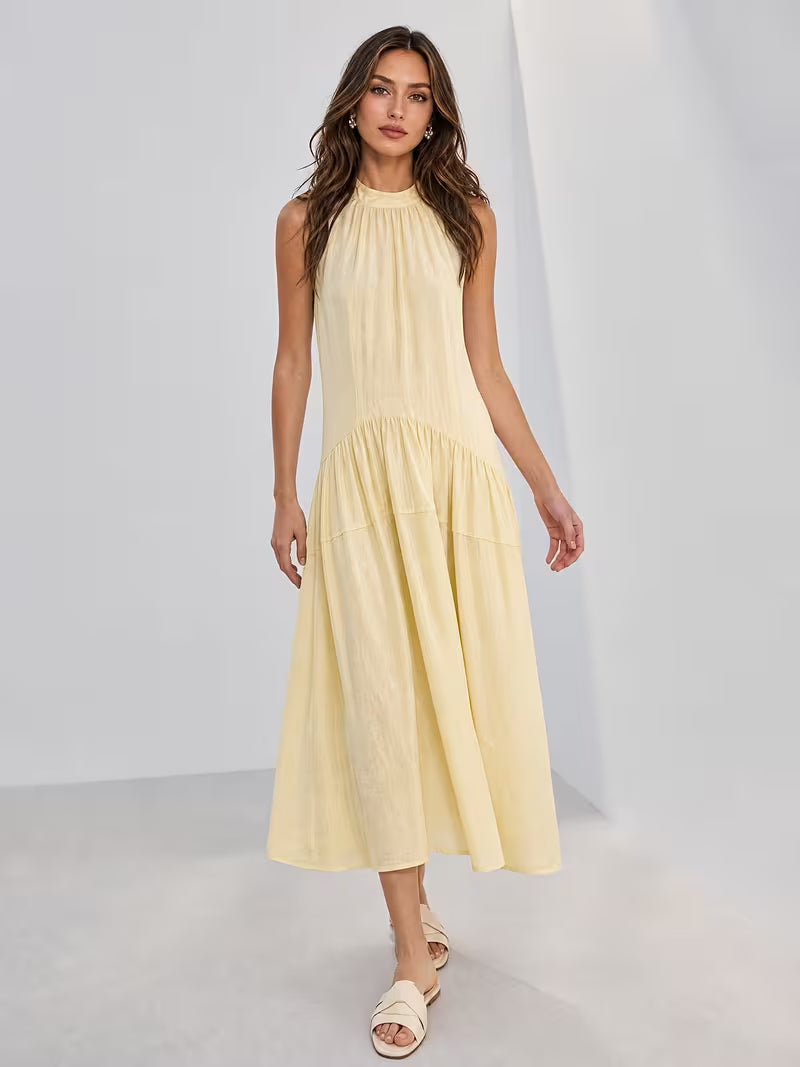 Temperament Elegant Spring Summer Women'S New Round Neck Sleeveless Relaxed Style Front And Back Two-Way Wear Literary Fresh Commute Free Dress