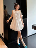 French Sleeveless White Vest Dress Women'S Summer 2025 New Petite Gentle Temperament Flounce Short Skirt